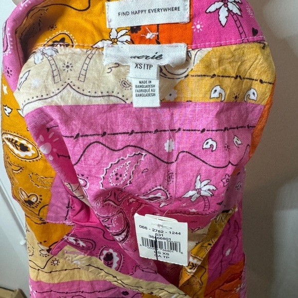 NWT Aerie Poplin Cotton Novelty Paisley Patchwork Button Front Pajama PJ Top XS - Picture 14 of 16